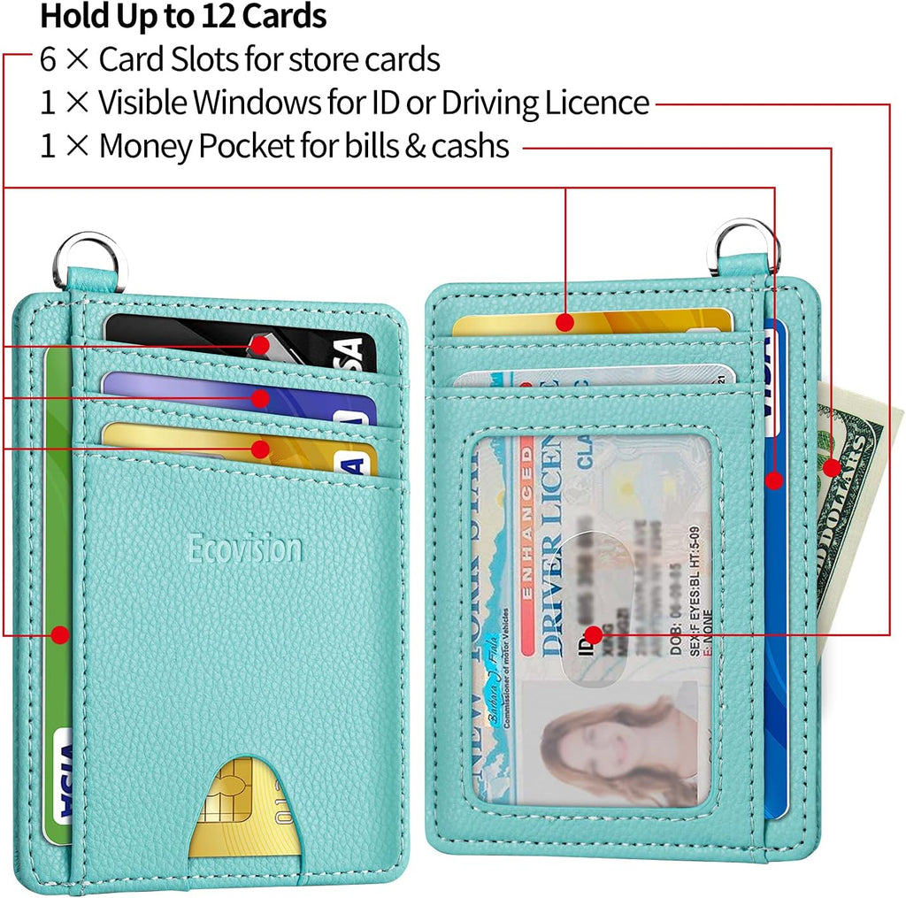 Slim Minimalist Front Pocket Wallet, RFID Blocking Credit Card Holder Wallet with Detachable D-Shackle for Men Women