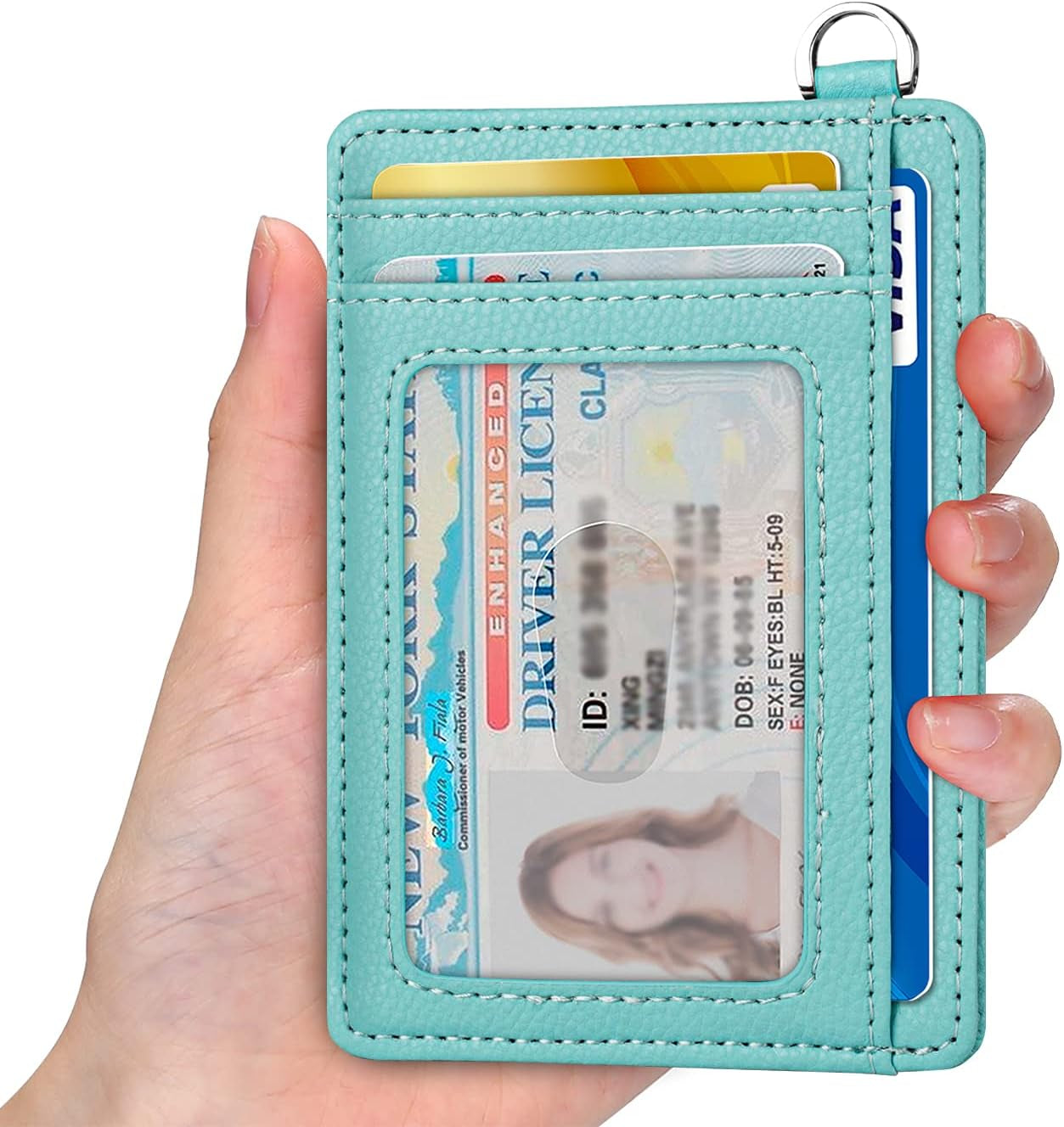 Slim Minimalist Front Pocket Wallet, RFID Blocking Credit Card Holder Wallet with Detachable D-Shackle for Men Women