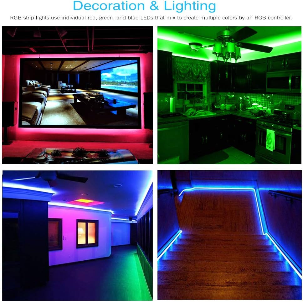 LED Lights 65.6Ft, 5050 RGB Led Strip Lights Flexible Color Changing Remote Control Led Light Strips, 2 Rolls of 32.8Ft Led Lights for Bedroom, Living Room, Party Home Decor