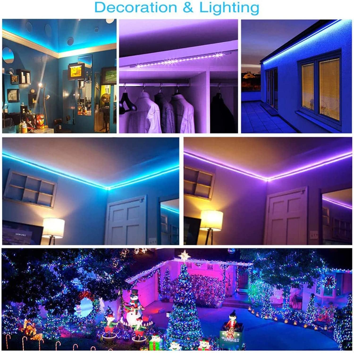 LED Lights 65.6Ft, 5050 RGB Led Strip Lights Flexible Color Changing Remote Control Led Light Strips, 2 Rolls of 32.8Ft Led Lights for Bedroom, Living Room, Party Home Decor